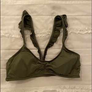 Hunter Green Ruffled Bikini Top